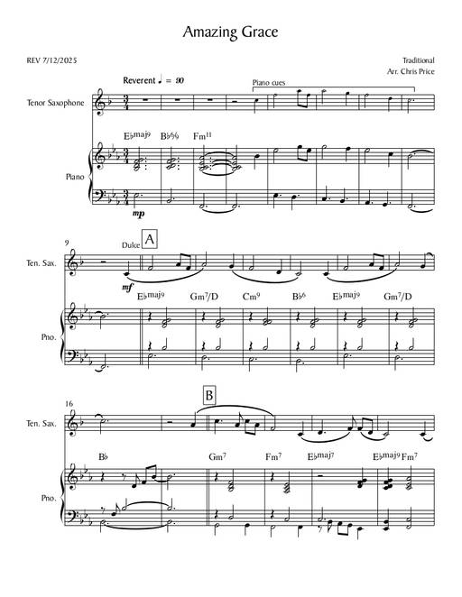 Thumbnail for Amazing Grace composed by John Newton and arranged by Chris Price