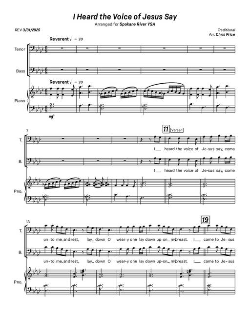 Thumbnail for I Heard The Voice of Jesus Say composed by Traditional and arranged by Chris Price