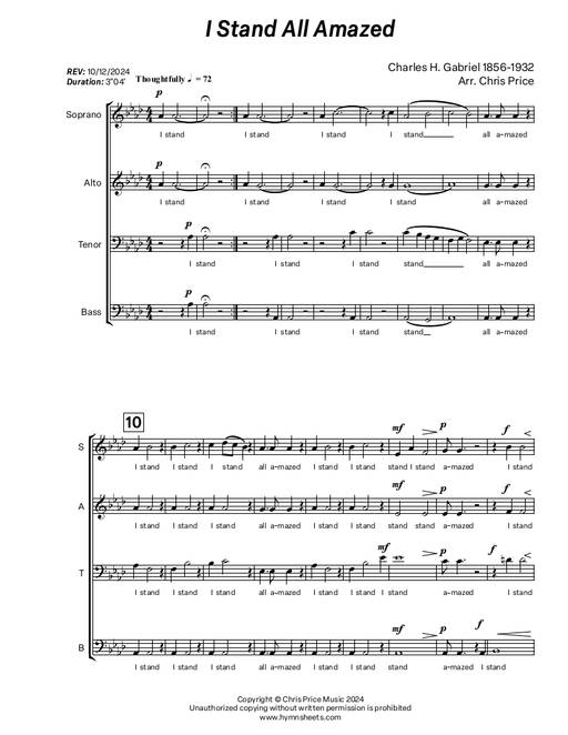 Thumbnail for I Stand All Amazed composed by Charles H. Gabriel and arranged by Chris Price