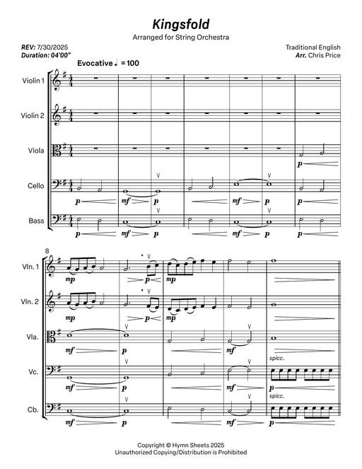 Thumbnail for Kingsfold composed by Traditional English and arranged by Chris Price